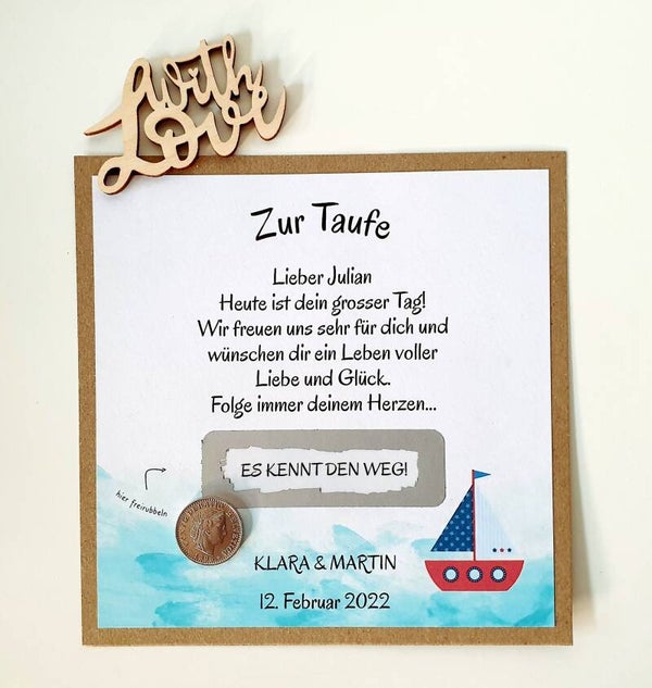 Botschafts Rubbelkarte Taufe HEUTE IST DEIN GROSSER TAG