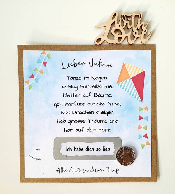 Botschafts Rubbelkarte Taufe ICH HABE DICH SO LIEB