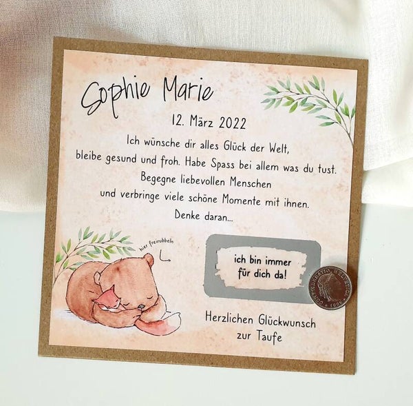 Botschafts Rubbelkarte Taufe BIN IMMER FÜR DICH DA