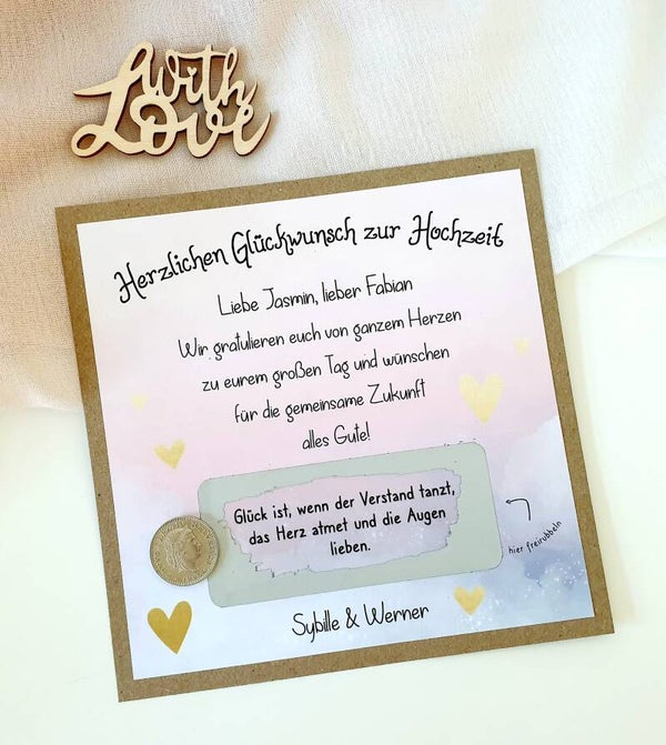 Botschafts Rubbelkarte Hochzeit GLÜCK IST