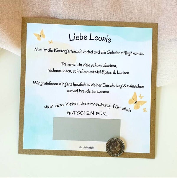 Gutschein Rubbelkarte Schulanfang EINSCHULUNG
