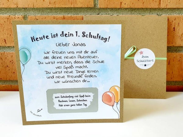 Botschafts Rubbelkarte Schulanfang HEUTE IST DEIN 1. SCHULTAG