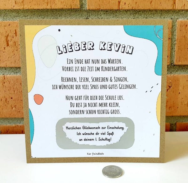 Botschafts Rubbelkarte Schulanfang HERZLICHEN GLÜCKWUNSCH ZUR EINSCHULUNG