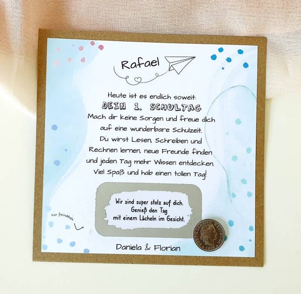 Botschafts Rubbelkarte Schulanfang DEIN 1. SCHULTAG