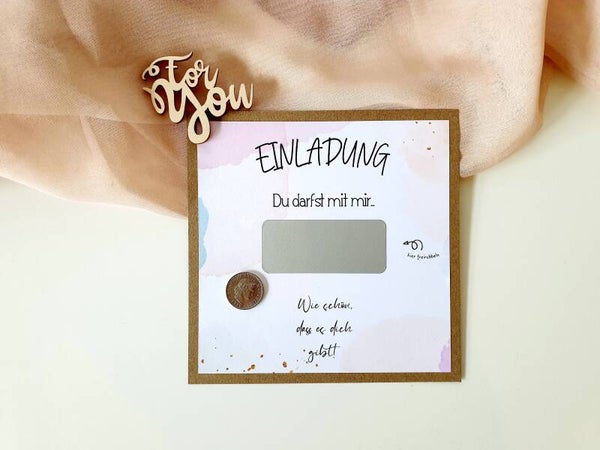 Einladungs Rubbelkarte SHOPPEN GEHEN