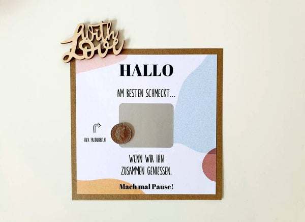 Einladungs Rubbelkarte KAFFEE