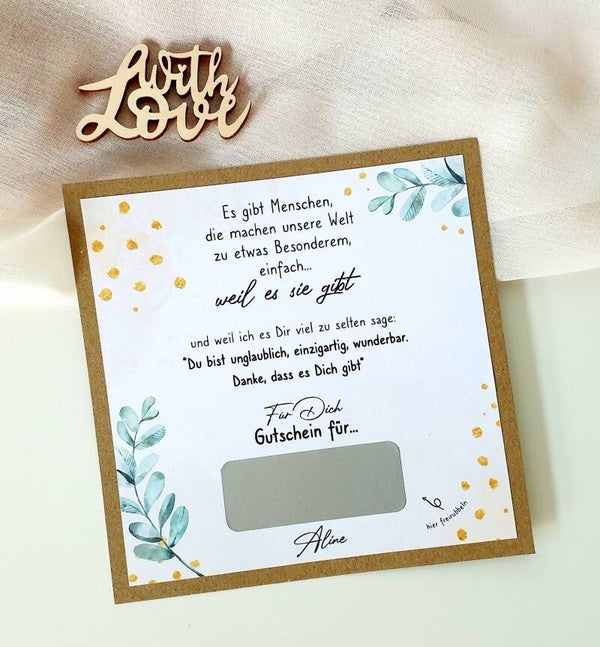 Gutschein Rubbelkarte Freundschaft SCHÖN, DASS ES DICH GIBT