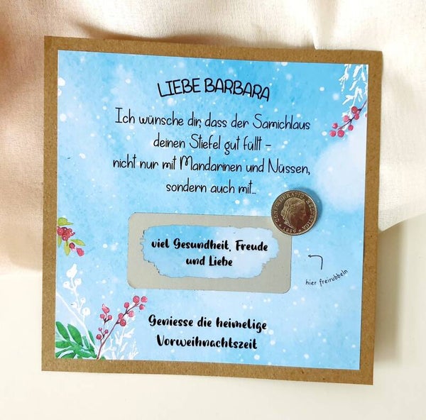 Botschafts Rubbelkarte Samichlaus GESUNDHEIT, FREUDE UND LIEBE