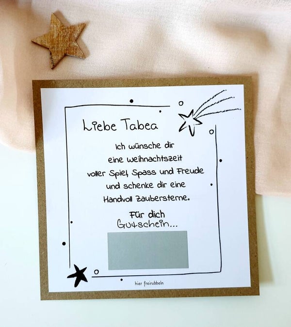 Gutschein Rubbelkarte Weihnachten ZAUBERSTERNE
