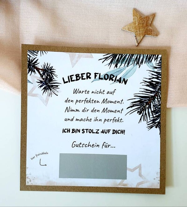 Gutschein Rubbelkarte Weihnachten BIN STOLZ AUF DICH