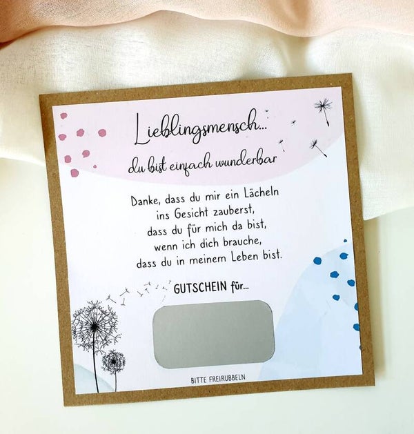 Gutschein Rubbelkarte Freundschaft DU BIST EINFACH WUNDERBAR