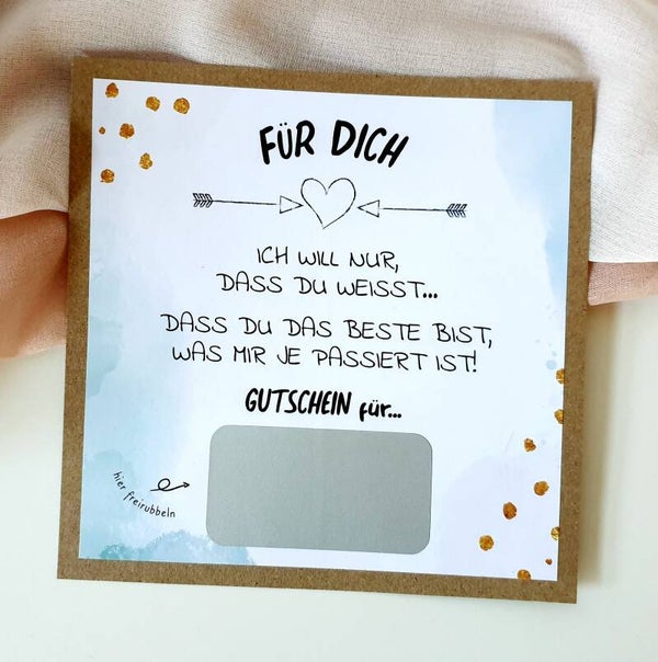 Gutschein Rubbelkarte Freundschaft ICH WILL NUR, DASS DU WEISST