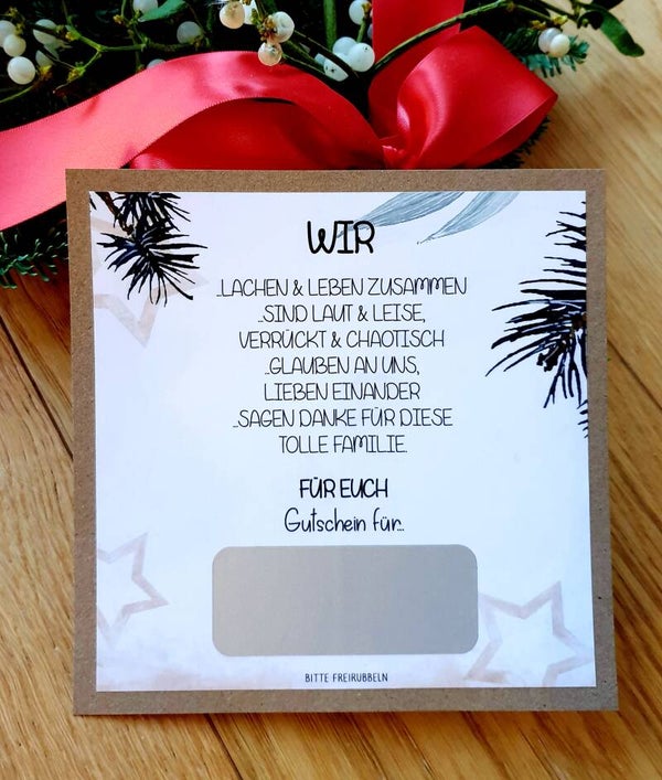 Gutschein Rubbelkarte Weihnachten TOLLE FAMILIE