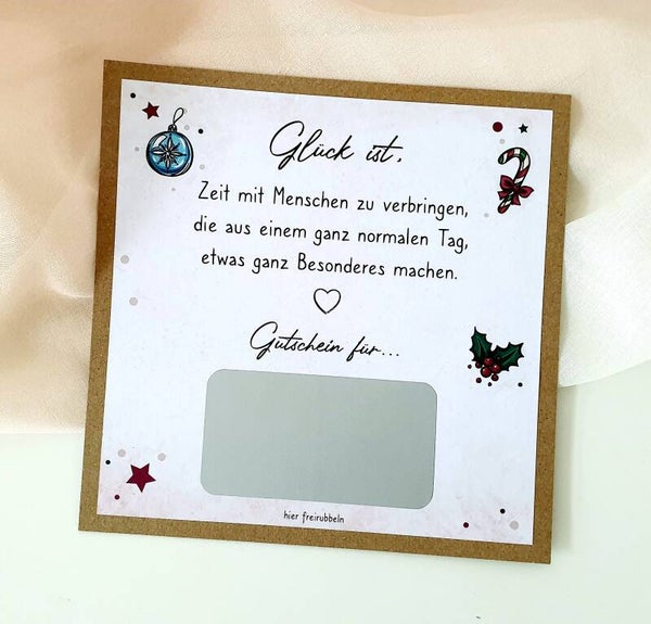 Gutschein Rubbelkarte Weihnachten ZEIT MIT MENSCHEN