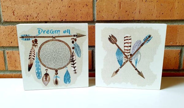 Holzbilder 2er Set DREAM ON
