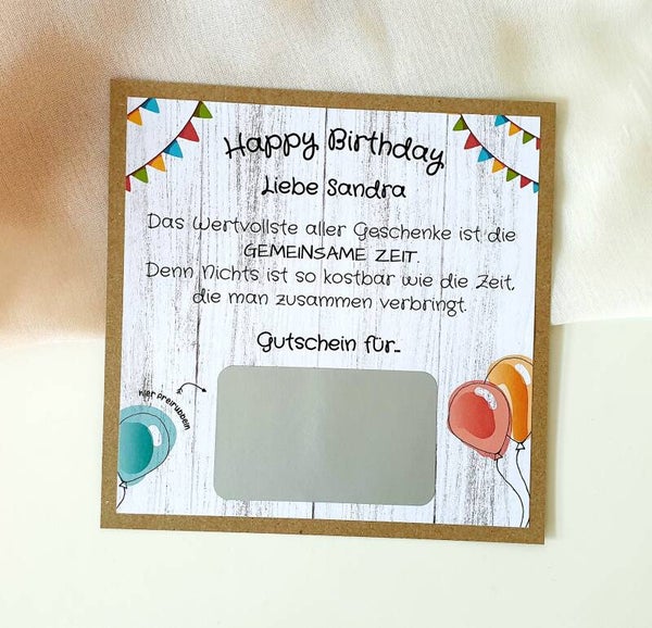 Gutschein Rubbelkarte Geburtstag GEMEINSAME ZEIT