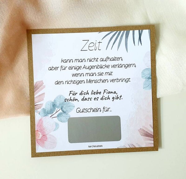 Gutschein Rubbelkarte Freundschaft ZEIT SCHENKEN