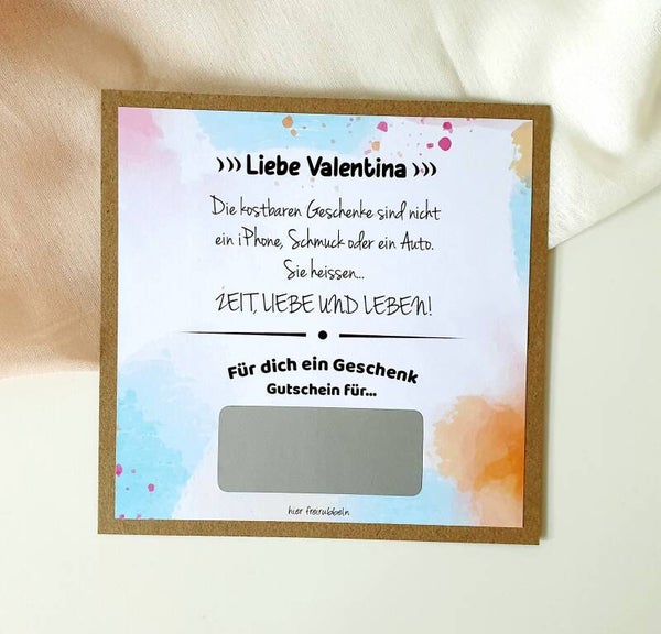 Gutschein Rubbelkarte Geburtstag ZEIT, LIEBE UND LEBEN