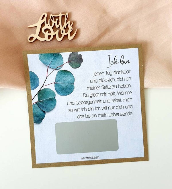 Botschafts Rubbelkarte Liebe BIS AN MEIN LEBENSENDE