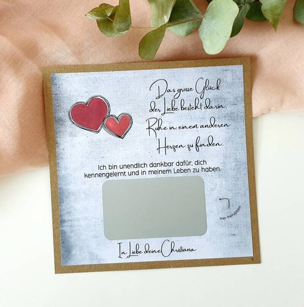 Botschafts Rubbelkarte Liebe NUR MIT DIR AN MEINER SEITE