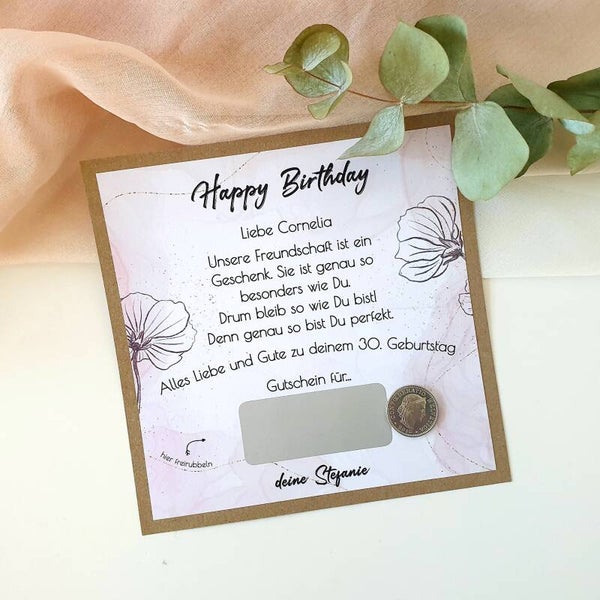 Gutschein-Rubbelkarte FREUNDSCHAFT Happy Birthday