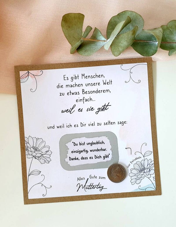 Botschafts Rubbelkarte Muttertag SCHÖN, DASS ES DICH GIBT