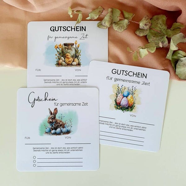 Gutschein-Karten-Set OSTERN zum Ausfüllen, inkl. Couverts