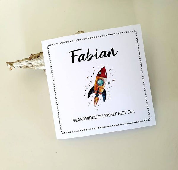 Motivations-Grusskarte für Kinder Personalisiert RAKETE