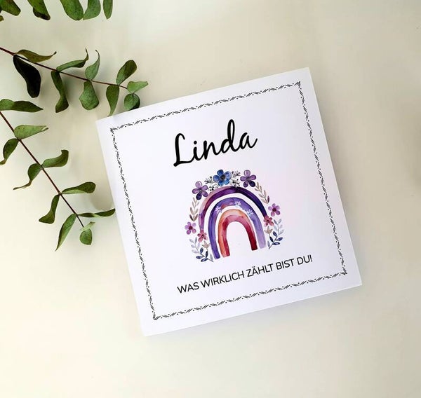 Motivations-Grusskarte für Kinder Personalisiert REGENBOGEN