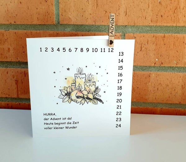 Countdown Adventskalender-Karte Kerze