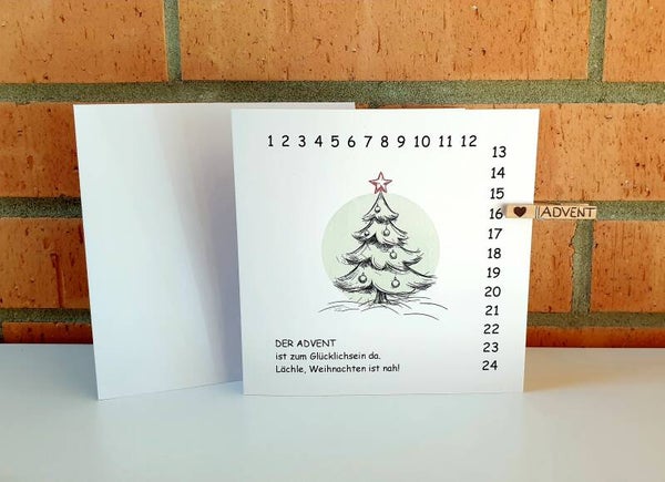 Countdown Adventskalender-Karte Tanne