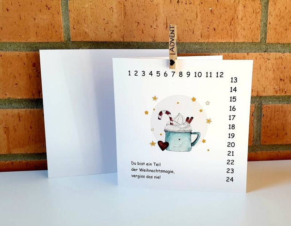 Countdown Adventskalender-Karte Tasse