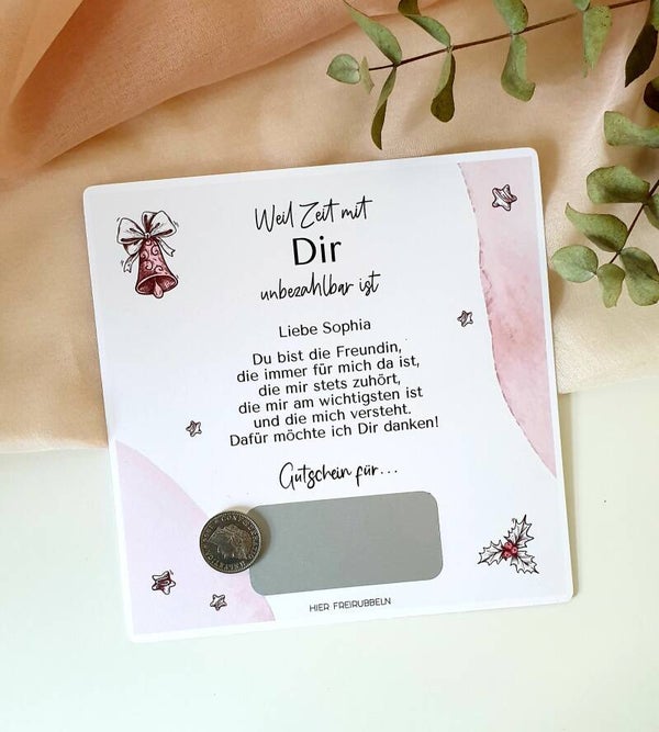 Gutschein-Rubbelkarte Weihnachten ZEIT MIT DIR IST UNBEZAHLBAR