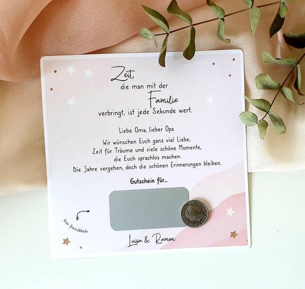 Gutschein-Rubbelkarte Weihnachten ZEIT MIT DER FAMILIE
