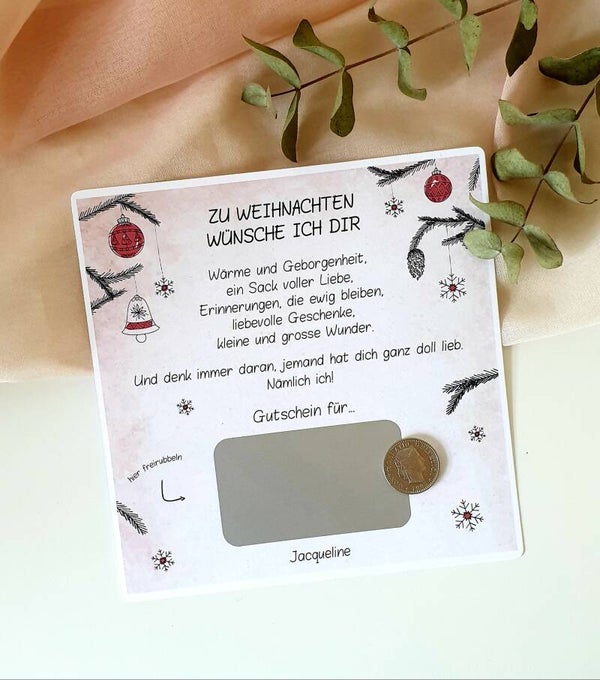 Gutschein-Rubbelkarte Weihnachten HAB DICH GANZ DOLL LIEB