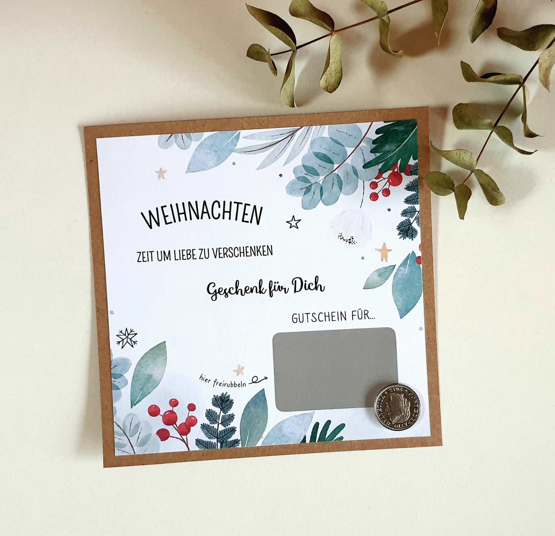 Gutschein Rubbelkarte Weihnachten GESCHENK FÜR DICH