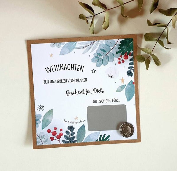 Gutschein Rubbelkarte Weihnachten GESCHENK FÜR DICH
