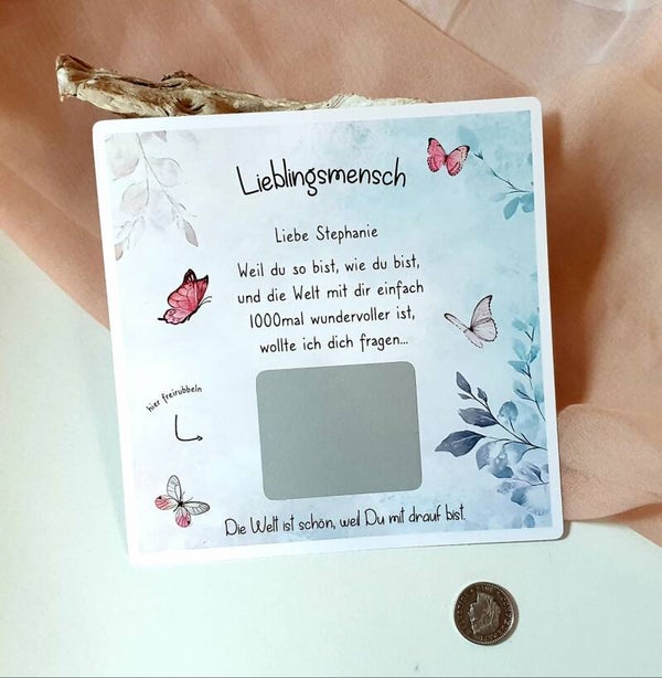 Botschafts Rubbelkarte GOTTI FRAGE Lieblingsmensch