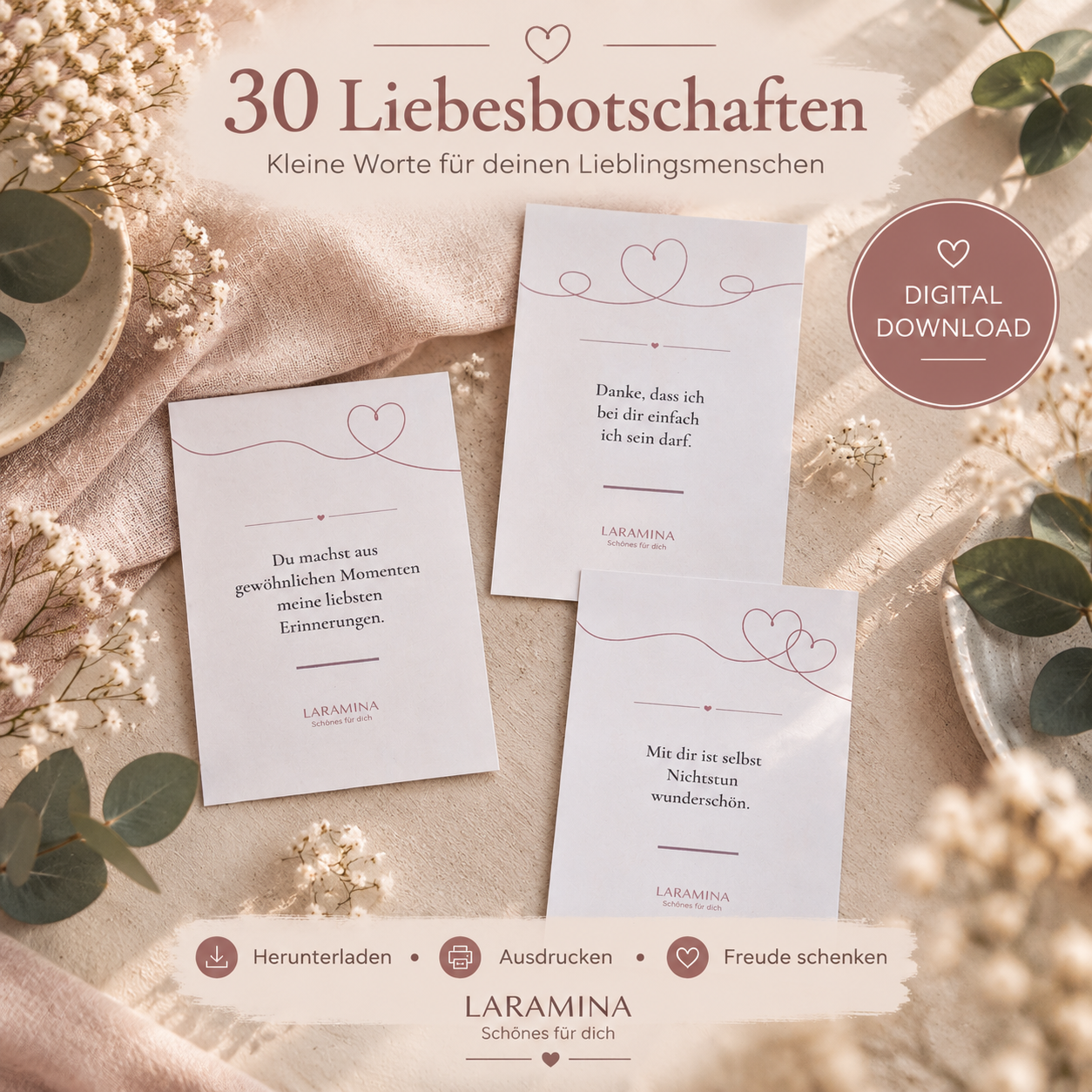 30 Liebesbotschaften zum Ausdrucken - kleine Worte für deinen Lieblingsmenschen