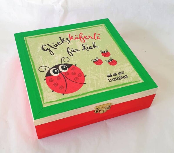 Holz Geschenkbox - Glückskäferli