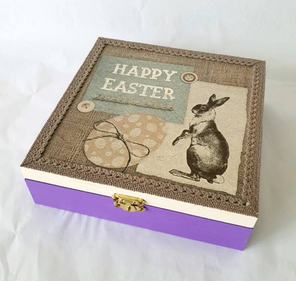Holz Geschenkbox - Happy Easter Osterhase