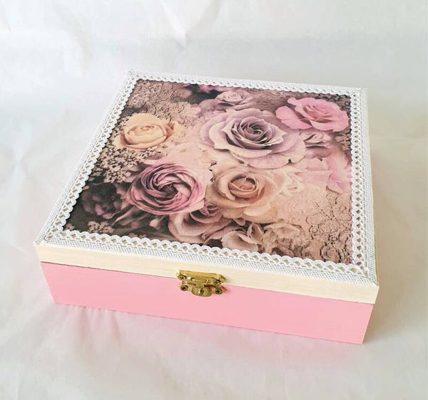 Holz Geschenkbox - Rosen