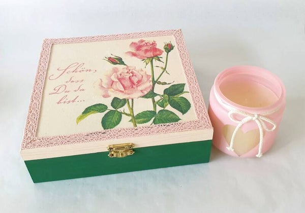 Holz Geschenkbox - Schön, dass du da bist