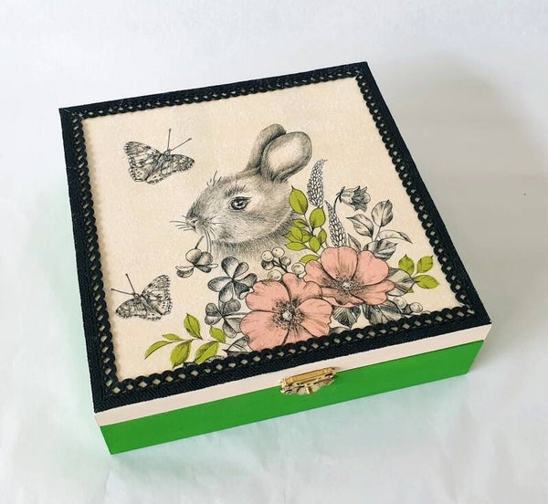 Holz Geschenkbox - süsser Hase