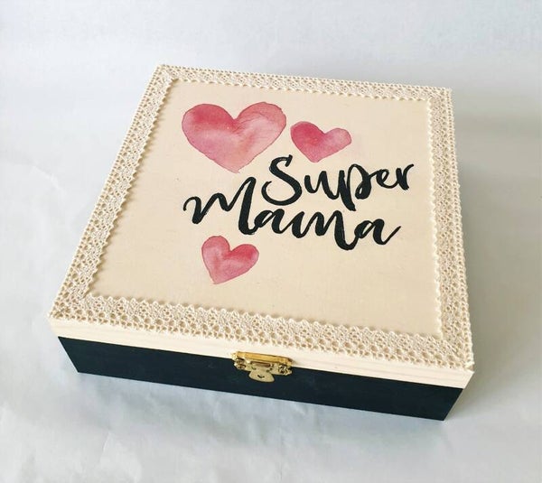 Holz Geschenkbox - Super Mama