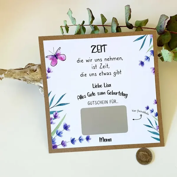 Gutschein-Rubbelkarte Geburtstag ZEIT, DIE WIR UNS NEHMEN