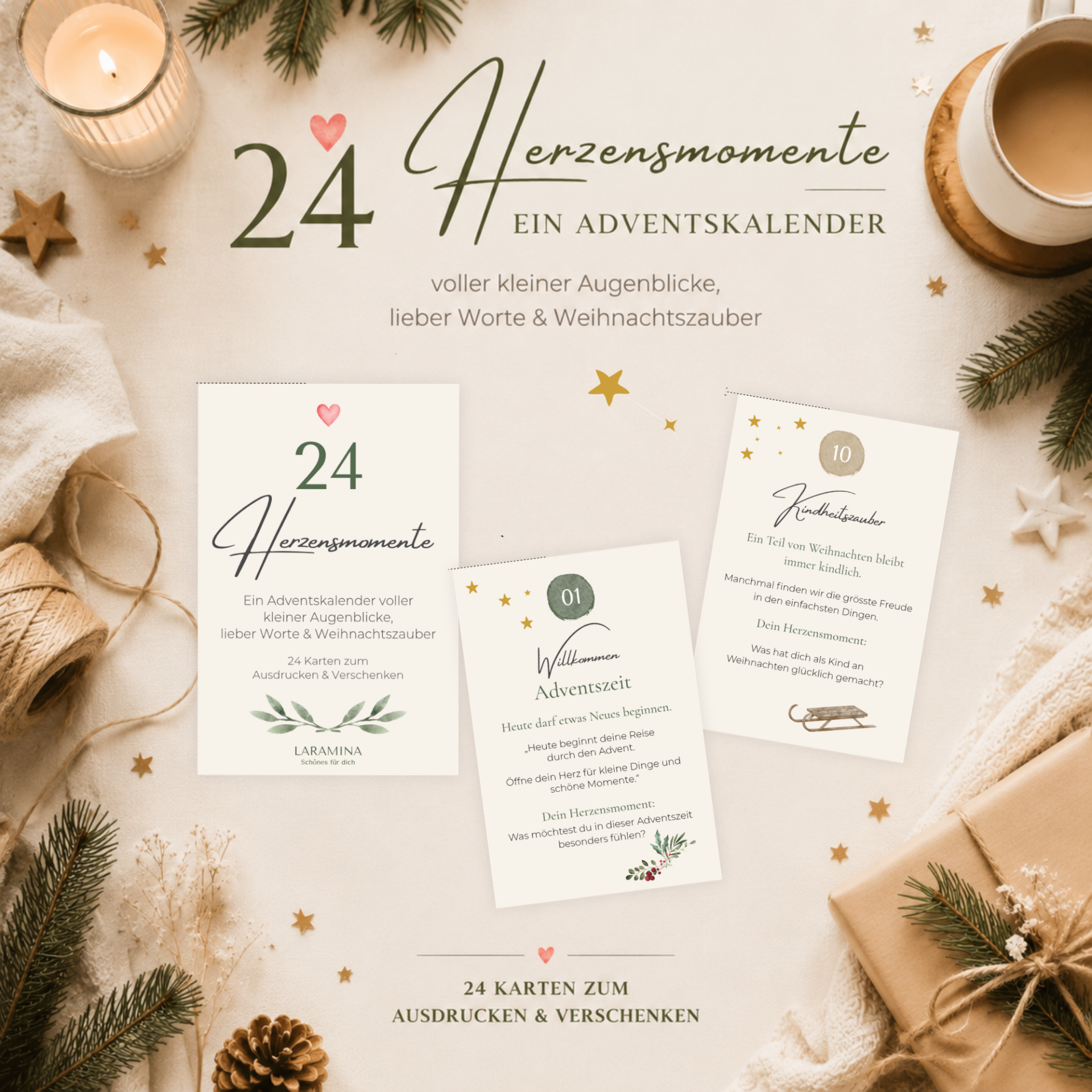 24 Herzensmomente - ein Adventskalender für mehr Ruhe, Liebe und Weihnachtszauber