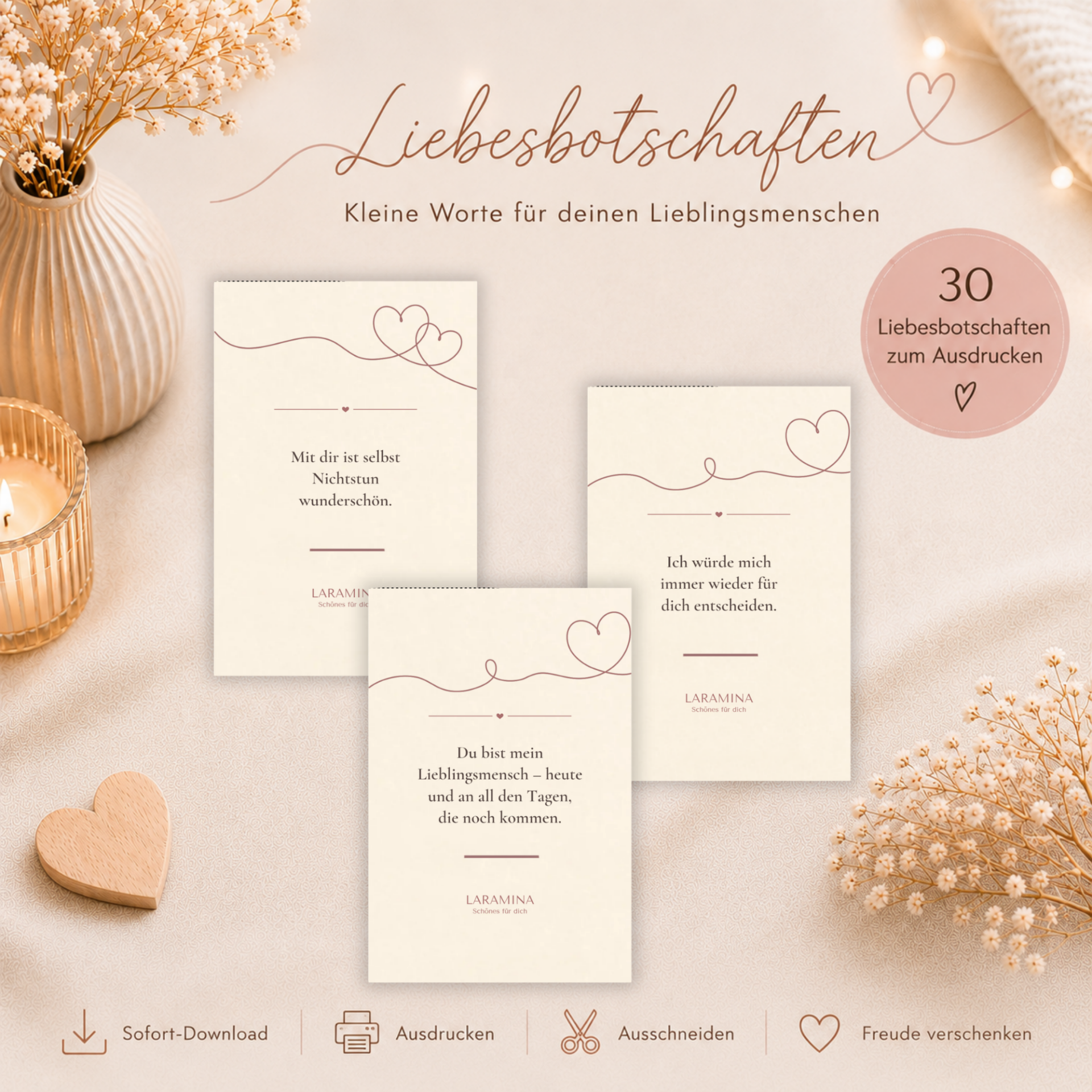30 Liebesbotschaften zum Ausdrucken - kleine Worte für deinen Lieblingsmenschen