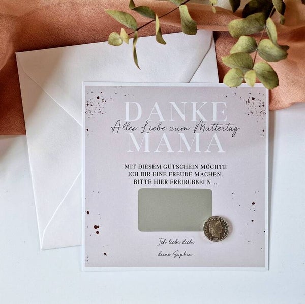 Gutschein-Rubbelkarte Muttertag DANKE MAMA