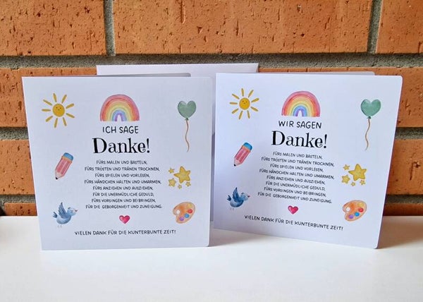 Dankeskarte Sag Danke für die kunterbunte Zeit REGENBOGEN